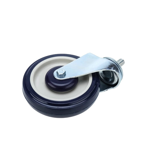 Four Pack 5 Inch Shopping Cart Replacement Wheels With Threaded Stem Casters Half Inch Diameter Thirteen Threads Per Inch One Inch Long For Carts And Furniture Heavy Duty 300 Lbs Per Wheel 1200 Lbs Total Load Capacity, single wheel view
