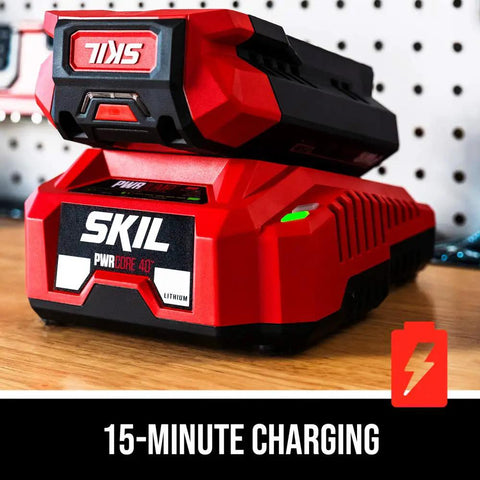 PWR Core 40 Brushless 40V Cordless Hedge Trimmer Kit With 24 Inch Dual Action Blade Three Quarter Inch Cut Capacity Includes 2.5Ah Battery charger