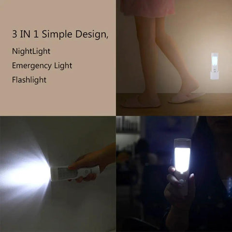 4 In 1 Motion Sensor Wall Night Light Two Pack Rechargeable Emergency Light and Power Outage Torch LED Portable Flashlight