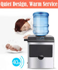 Compact Countertop Ice Maker Machine Cranks Out Chilled Nugget Ice Super Fast With Smooth Self Cleaning Routine Low Noise Portable Aesthetic, sleek design with water cooler.