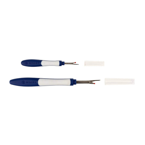 Blue And White Comfort Grip Seam Ripper Set Two Piece Sewing Tool Kit For Removing Stitches Opening Buttonholes And Fabric Repairs With Soft Grip Handles