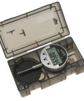 Digital Electronic Indicator Gauge 0 To 1 Inch With 0.0005 Inch Resolution Absolute And Incremental Modes Inch To Metric Conversion Includes Four Probes Carbide Ball Large Flat Small Flat Point Large LCD Display Flat Back Or Lug Back in case