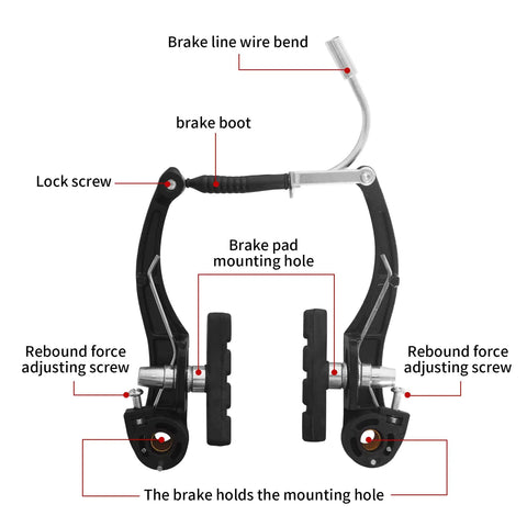 V Type Bike Brakes Set For MTB Front And Rear Calipers With Inner And Outer Cables Aluminum Levers Full Lever Kit Multi Tool Wrenches