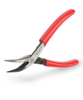 Super Handy Mini Forty Five Degree Long Nose Pliers Built To Reach Around Obstructions With Tapered Bent Tip And Crosscut Teeth Grabbing Firm