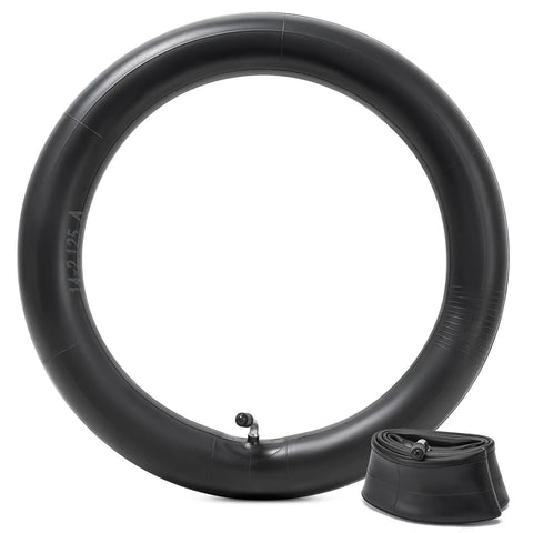 Butyl Inner Tube 14x2.125 with Bent CR202 Valve for 14 Inch Tire next to rolled tube