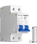 50A 2P Solar PV Breaker With Thermal Magnetic Trip, Miniature Disconnect Switch, DIN Rail Mount, side view