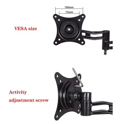 Triple Monitor Arm Desk Mount Holds 15 To 27 Inch Screens Rock Solid Aluminum Build VESA mount with adjustment detail.