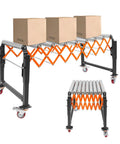 Durable Adjustable Conveyor Rollers With Wheels For Heavy Lifting Projects Expandable Work Table Supporting Up To 176 lbs with boxes.