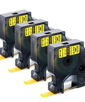 Heavy Duty Yellow 12Mm Heat Shrink Cable Labels in a pack, used for durable identification of cables on job sites.