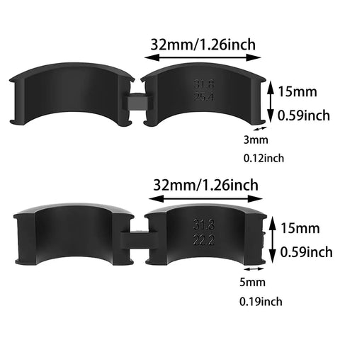 Bike Handlebar Spacer Kit With Anti Vibration Rubber Washers 16Pcs showing 32mm width and 15mm height measurements