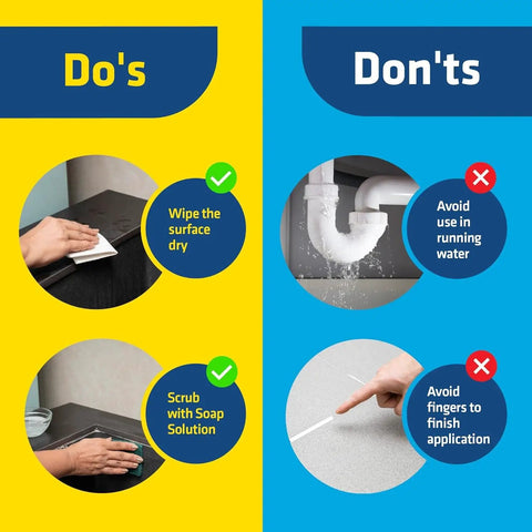 Do's and Don'ts guide for using Wall Gap And Crack Filler Sealant 150G White DIY Waterproof Repair on various surfaces.