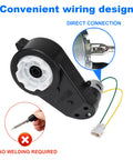 Two 24V RS555 High Speed 40000RPM Motor Upgrade Kit For Electric Wheels, black gearbox with direct connection wiring