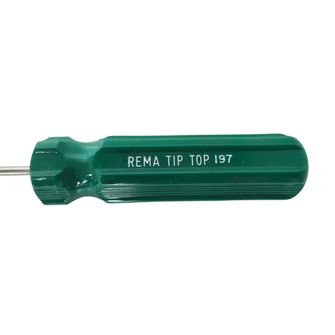 Open Eye Tire Plug Inserting Tool With Screwdriver Handle No 197 showing green ergonomic handle and embedded tip