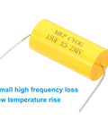 15uF 250V Axial Film Capacitor MKP CBB20 For Audio Crossover And Speaker Systems Yellow Step Less Film Capacitor Self Healing Pro Grade Quality High Stability 2 Pin Lead 34mm Long, yellow axial capacitor
