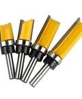Top Shelf Tungsten Cobalt Face Mill Router Bit Built For Cnc Woodworking Routers, 4 bits displayed with yellow design.