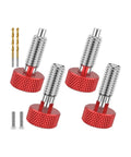 Spring Plunger Quick Release Pins Kit A29K Eight Pack With Knurled Stainless Steel Handles in red, includes drill bits and screws.