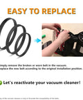 Replacement Belt Set For Bissell ProHeat 2X Revolution Pet Carpet Cleaner installation guide with 3 belts displayed