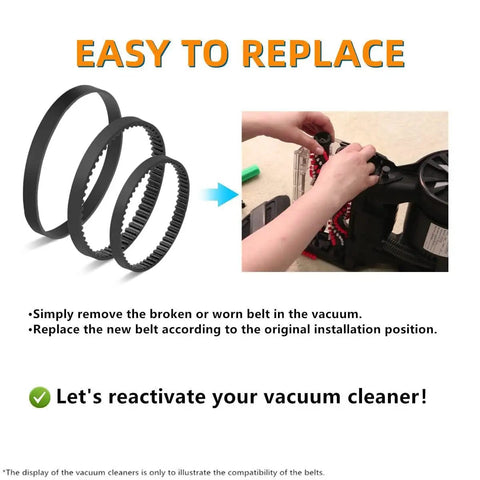 Replacement Belt Set For Bissell ProHeat 2X Revolution Pet Carpet Cleaner installation guide with 3 belts displayed