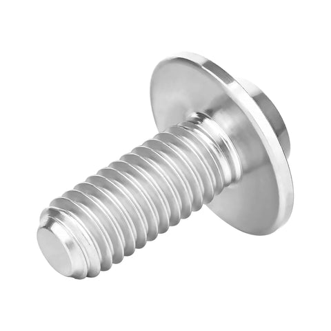 Close-up of a single titanium bolt showcasing threading and dished head, part of the Titanium Bolts M5 M6x10 12 15 20 25 30 35mm Torx Dished Screws For Locomotive And Motorcycle Shell Mods Repair Pack Of 6 6AL-4V Lightweight Fasteners.