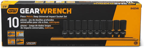 Beefy 10 Piece Deep 3/8 Inch Drive 6 Point Universal Impact Socket Set Metric Built Tough From Cr-Mo Steel With Off Corner Loading To Stop Rounding For Heavy Duty Auto And Garage Projects packaging