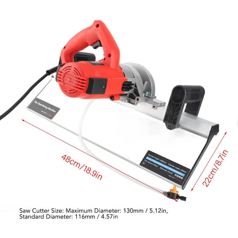 Pro Grade Electric Tile Bevel Cutter With 1200w Motor And 13000 RPM Spin for precise angle cuts, features 130mm max diameter.