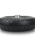 Side view of Two Pack 10 Inch Pneumatic Wheel Set With 4.10/3.50-4 Tire And 5/8 Inch Bearings, 2.2 Inch Offset Hub For Garden Cart