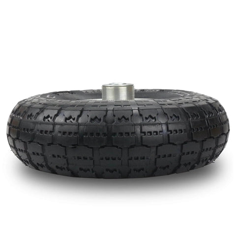 Side view of Two Pack 10 Inch Pneumatic Wheel Set With 4.10/3.50-4 Tire And 5/8 Inch Bearings, 2.2 Inch Offset Hub For Garden Cart