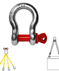 Alloy Steel Bow Shackle With Screw Pin Built For Heavy Duty Lifting And Recovery, Rugged Rigging Anchor, Red Pin, 3.8 cm