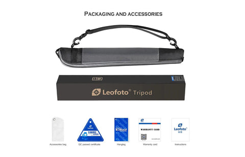 Packaging of Carbon Fiber Monopod With Tilt Head Kit, 4-Section Stand, including box, accessory bag, manuals, and warranty card.