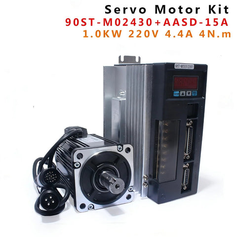 Front view of 90ST-M04025 220V 1000W AC servo motor kit with matched driver; white, no brake, Amazon