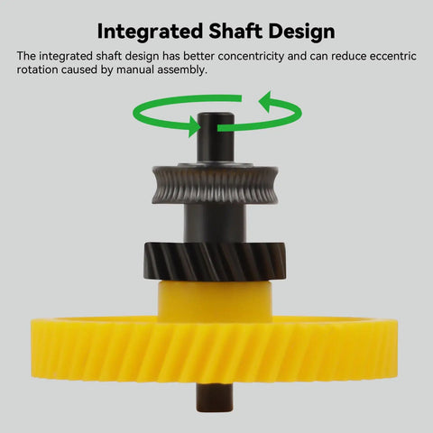 Hardened Steel Extruder Gear For P1 Series 3D Printers with integrated shaft design and yellow gear for smooth filament feed