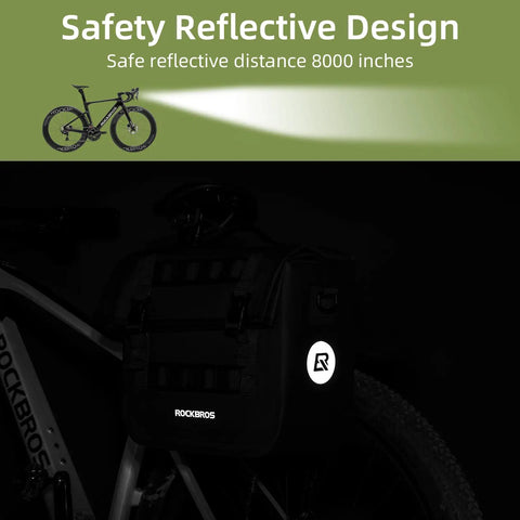 15L Capacity Waterproof Rear Bike Panniers Rack Bag with reflective design attached to bike, visible at night