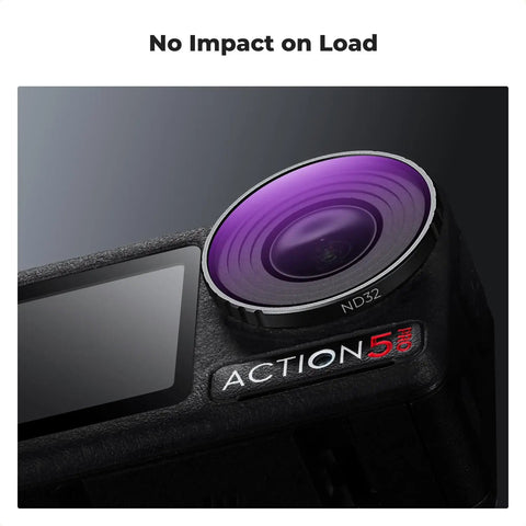 ND And CPL Filter Kit For Osmo Action 5 Pro And Osmo Action 4 shown with ND32 filter attached.
