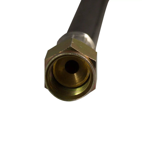 Close-up of the Gas Line And Regulator For Tall Patio Heater With Three Eighths Inch Female Compression Fitting Propane Hose