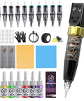 Wireless Tattoo Pen Kit For Beginners With 10 Needles And A Full Ink Set Portable Complete Tattoo Machine Kit