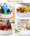 360 Degree Rotating Lazy Susan Turntables Two Size Pack 9 Inch And 12 Inch, holding assorted kitchen and bathroom items.