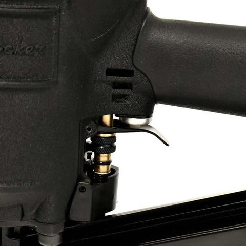 Close-up of trigger on 21 Degree 3-1/4 Inch Full Round Head Framing Nailer With Depth Adjustment For Quick Drive Power, Rips Through 2 To 3-1/4 Inch Plastic Collated Nails, Pro Grade, Beast On The Job Site, NR83A Compatible.