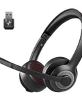 Wireless Headset With Mic For Work Calls, Bluetooth 5.2 Headphones, AI Noise Cancelling Microphone, USB Dongle visible