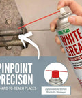 Using White Lithium Grease Aerosol 11 oz with straw for precise lubrication on metal part
