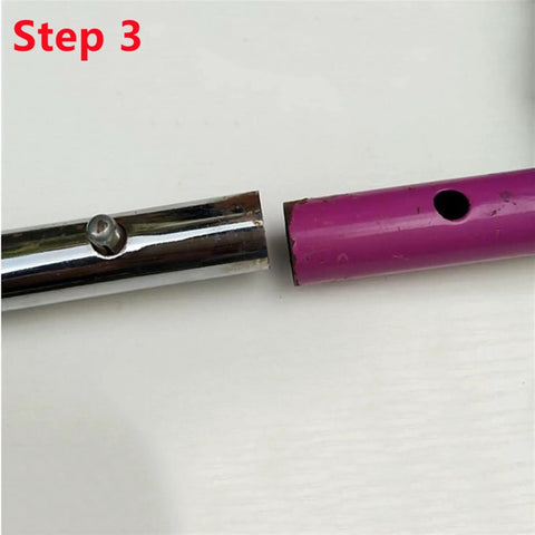 Step 3 showing 8mm Diameter V Shape Shrapnel Double Solid Button Snap Spring Clip for kayak paddles and telescopic tent poles connection