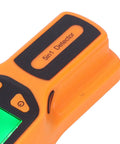 Close-up of Aqur2020 Metal Stud Finder with Sensitive Smart Sensor and HD LCD Display showing 5-in-1 detector buttons and vibrant display.