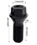 Premium Lug Wheel Studs Kit For BMW I3 I8 X1 X2 X3 X4 X5 X6 Z4 M3 M4 M6 E70 E71 M235I Heavy Duty Car Wheel Bolts And Nuts Accessories With OEM 36136774896 Upgrade Your Ride Today. Black steel wheel bolt, 48mm, 60-degree seat