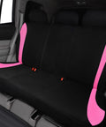 Universal Car Seat Covers Full Set For Front Seats And Rear Bench With Mesh Splicing Polyester Fabric Black With Pink Accent