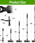 Product size chart showing 58-Inch Stand Up Weed Puller Tool With Long Handle 2-In-1 Manual Weeder And Garden Hoe components