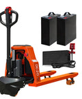 Massive 4400Lb Capacity Electric Pallet Jack Truck With Extra Battery, featuring compact design and durable construction.