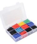 Massive 750 Piece Heat Shrink Tubing Kit For Electric Wiring Repair, Durable PE Dielectric Sleeves Snugly Wrapping Cables With Fast 100 Degree Melt And Tough 2 To 1 Shrinkage Assortment Is Totally Awesome, clear case with color-coded tubing