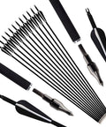 12 Pack Archery Hunting Arrows For Compound Bow Or Recurve Bow With Removable Tips And Adjustable Nocks 30 Inch Black Vanes