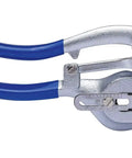 Heavy Duty Sheet Metal Hand Punch Tool for Holes Up To Nine Thirty Second Inch, 14 Gauge Capacity, shown with blue rubber handles