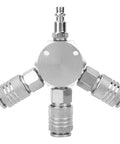 Three Way Air Hose Manifold Quick Coupler Connector Adapter Splitter For Pneumatic Tools One Quarter Inch Female NPT Fast Connect