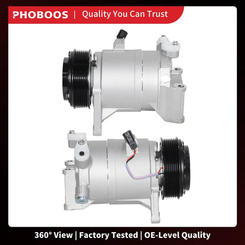 AC Compressor With Clutch For Nissan Maxima Murano Pathfinder Quest And Infiniti JX35 QX60 2008 To 2015 Road Ready Straight Swap Bolt Up Cooling Pump Kit side view with connectors